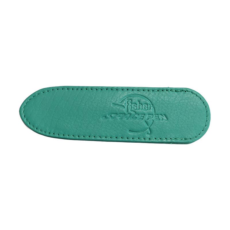 SMALL AQUA LEATHER PEN CASE WITH FISHER LOGO