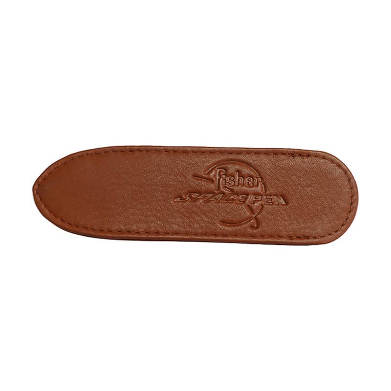 SMALL TAN LEATHER PEN CASE WITH FISHER LOGO
