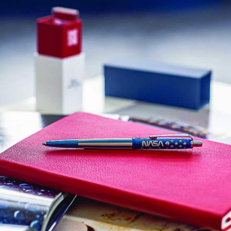 BLUE TITANIUM NITRIDE ASTRONAUT SPACE PEN WITH NASA WORM LOGO - fag7-bltn-nw